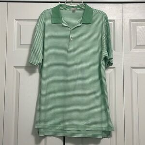 Peter Millar Summer Comfort Polo Mens L green Striped Short Sleeve Golf Adult